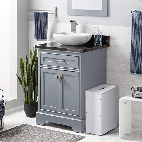 Lantaly Slimline Wooden Bathroom Storage Unit, Toilet Roll Paper Cabinet, Compact Shaker, Multi-Purpose Cleaning Tidy Box