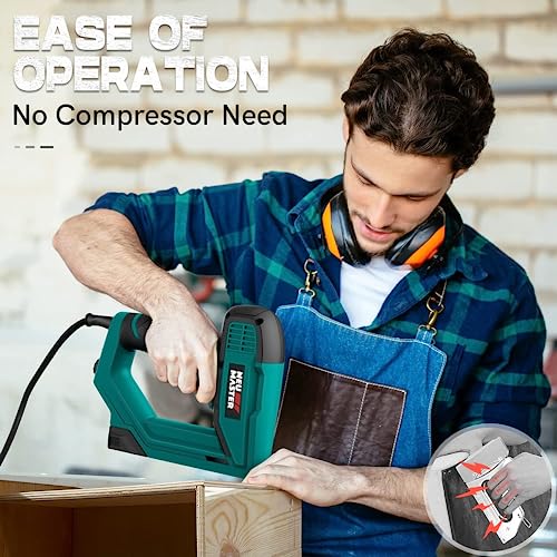 Brad Nailer, NEU MASTER NTC0060-EU Electric Nail Gun/Staple Gun for DIY Project of Upholstery, Carpentry and Woodworking, Including Staples and N