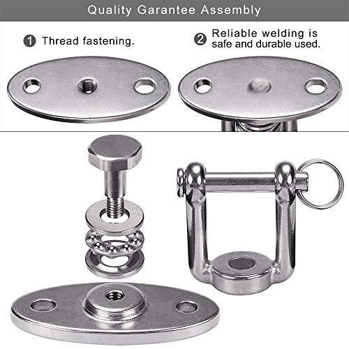 SELEWARE Permanent Antirust Stainless Steel 304 Heavy Duty Silent Bearing Swing Hangers with Chain and Carabiner, 360° Rotate, 2 Screw for Wooden