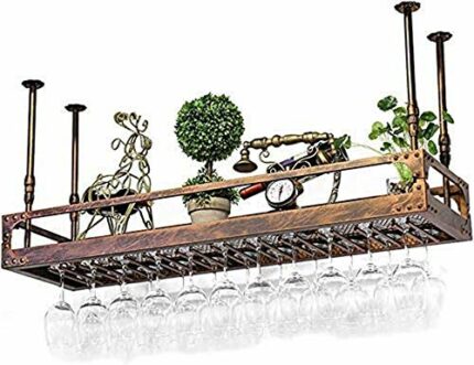 EYLINK Wine Racks,Shelf Wine Glass Holder, Hanging Wine Holder,Floating Wine Shelf,Wall Wine Rack,Wall Mounted Wine Bottle Rack,Wine Glass Rack,