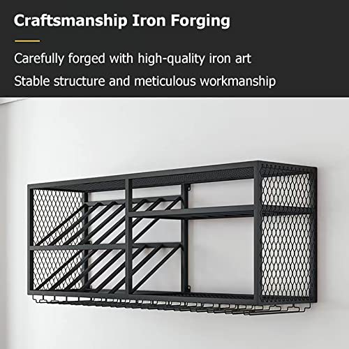 Wine Rack Wall Mounted, Metal Hanging Wine Holder, Glass Rack Iron Display Stand Wine Holder With Shelves, Wall Wine Rack Bottles, Modern Metal W