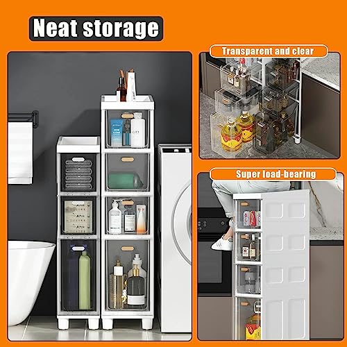 Plastic Drawers Dresser with 3/4/5 Drawers, Drawer Mobile Storage Cabinet, Small Bathroom Storage Cabinet for Small Spaces, Slim Toilet Paper Sto