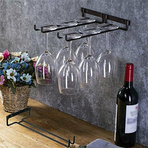 KTSCFS 2pcs Iron Wine Rack Wine Glass Cup Holder Simple Upside-down Hanging Rack Storage Counter Bar