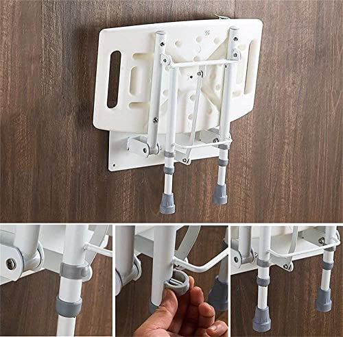 taimowei Wall-Mounted Shower Seat Stool, Aluminum Alloy Foldable Bath Stool Adjustable Height Bath Chair,Household Goods
