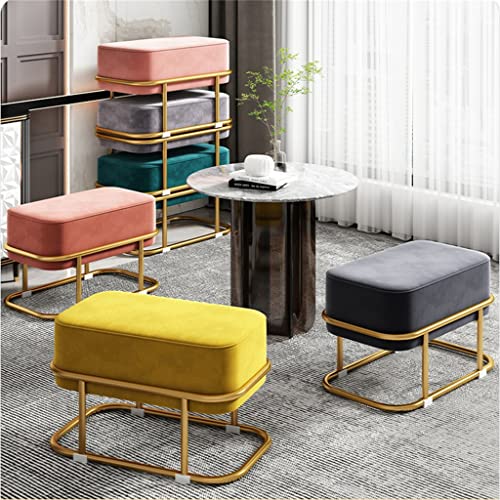 LUKEO Small stool, household low stool, living room, fabric sofa, round stool, sitting pier (Color : Argento, Size : Talla �nica)