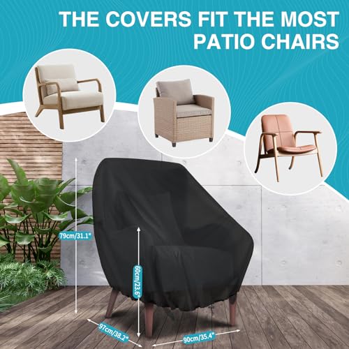 GARPROVM Garden Chair Covers Waterproof,420D Oxford Fabric Garden Furniture Covers, Stackable Outdoor Chairs Covers, Anti-UV, Patio Chair Covers