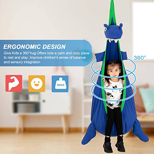 YAERSI Kids Pod Swing Seat,Hanging Hammock Chair,Indoor Swing with PVC Inflatable Cushion for Indoor and Outdoor Use Durable Portable