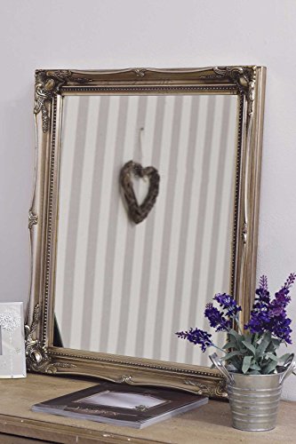 FRENCH SILVER SHABBY CHIC ANTIQUE STYLE MIRROR - 20" X 24" OVERALL SIZE (50cm X 60cm)
