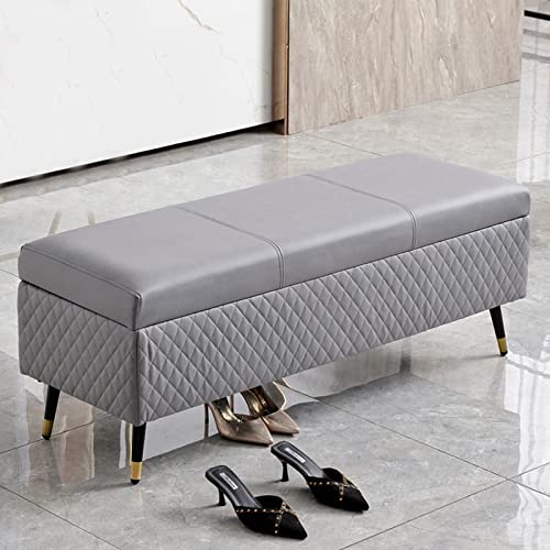 Storage Ottoman Bench,Luxurious Storage Bench End Of Bed Bench,Leather Upholstered Bench With Storage,Pink,80X40X45Cm(31X16X18Inch)