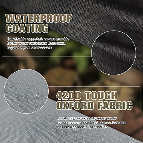 Garden Egg Chair Cover Double Patio Hanging Egg Chair Cover Waterproof 420D Oxford Fabric Swing Chair Cover with Drawstrings Double Cocoon Chair