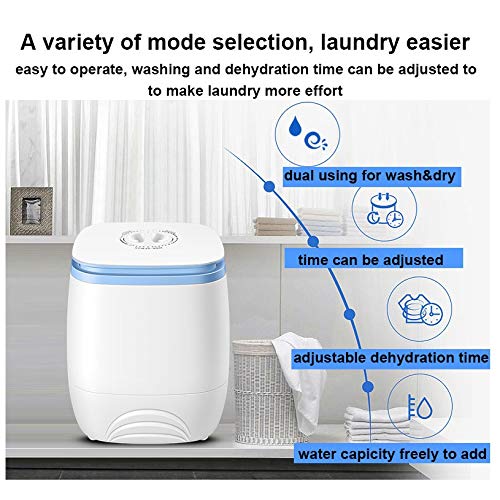 XIAOJUN Electric Mini Clothes Washing Machine Top Loading Semi-automatic 2.0kg Garment Washer+1.5kg Dryer Single Tub Cloth Drying (Color : A)