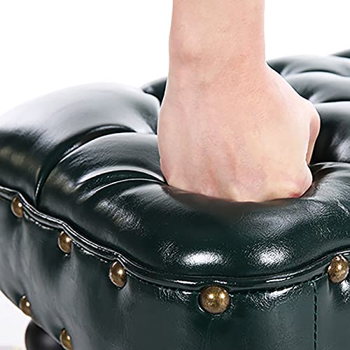 Leather Bench,Premium Buttons End of Bed Bench UPHOLSTERED Bench Seat,Solid Wood Frame,Rustic Bedroom Bench Entryway Bench Living Room Bench-Whit