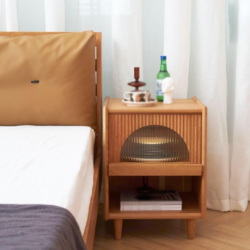 JYDQM Nightstand Narrow Mini Bedside Cabinet Locker Cherry Wood Bedroom Shelving