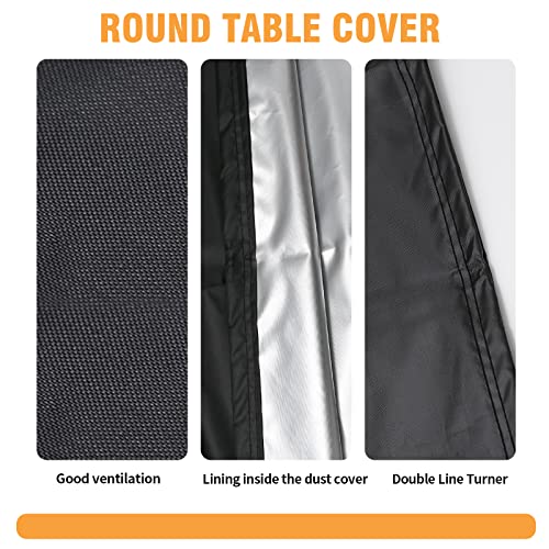 Hoypeyfiy Patio Furniture Covers Waterproof - 420D Heavy Duty Fabric Round Garden Table Furniture Covers Fit for Outdoor Dining Table Cover and P