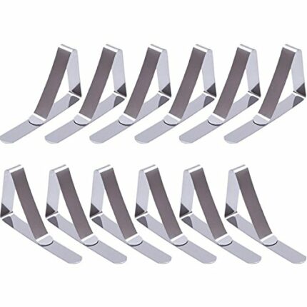 eBoot 2.96 x 1.77 Inches Silver Color Tablecloth Clips Stainless Steel Table Cover Clamps Table Cloth Holders for Home, Parties, Picnics, Restaur