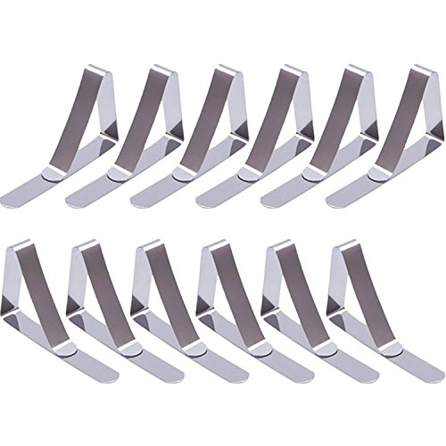 eBoot 2.96 x 1.77 Inches Silver Color Tablecloth Clips Stainless Steel Table Cover Clamps Table Cloth Holders for Home, Parties, Picnics, Restaur