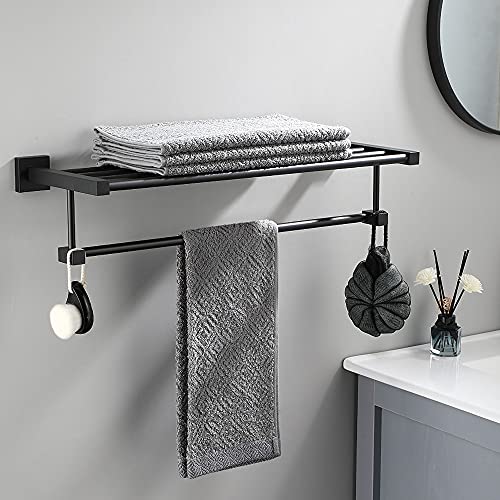 HIGOH Towel Racks,Bathroom Towel Rack Wall Mounted Towel Holder,Towel Holder Hanger,Wall Mount Free Bathroom Aluminum Shelf Folding Rack Toilet C