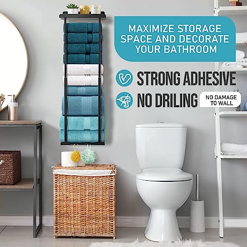 Hommtina Bathroom Towel Storage Black Towel Holder Bathroom Decor Aesthetic Towel Racks for Bathroom Bath Towel Storage for Rolled Towels Organiz