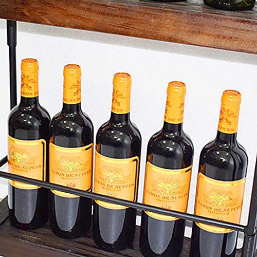 Wine rack Solid Wood Wrought Iron Rack Shelf Wall-mounted Wine Rack Tripod Wine Glass Holder Wall Decoration Glowing Wine Rack