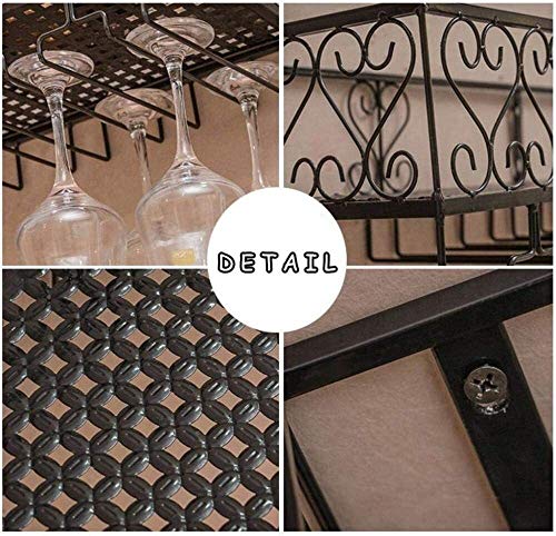 SUCHETA Hanging Wine Rack with Glass Holder and Shelf, Wine lovers Bar furniture& Wine Rack Wall Shelf Metal Iron Ceiling Rack Storage Wine Racks