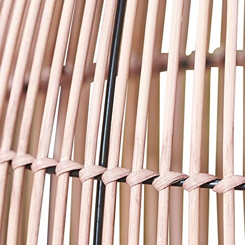 Teamson Home Outdoor Garden Small Round Drum Patio Side Table, 12.5 Inch Plant Stand in Bamboo Wicker, Weather Resistant, Outdoor Garden Décor, B