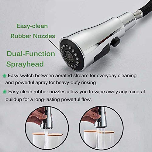 Onyzpily 3 Ways Kitchen taps Pure Water Filter Pull Down 360° Swivel Dual Handle Kitchen Sink Mixer Taps Brass Chrome,Not Include Filter System