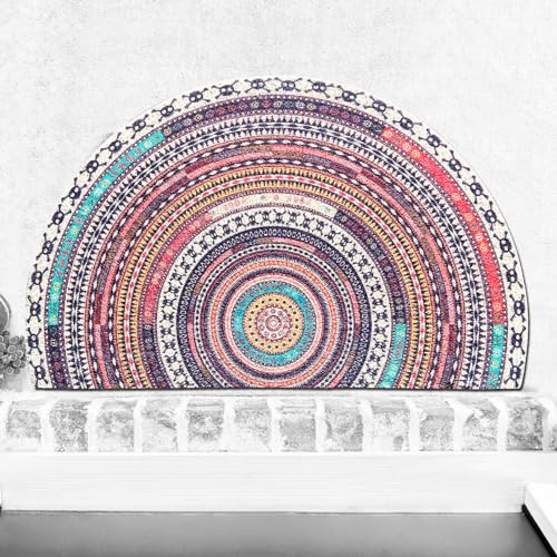 Funny Half Round Tarot Sun and Moon Outdoor Door Mat Front Door Entrance Decoration Welcome Doormat Resist Dirt Rug Suitable for Indoor Balcony (