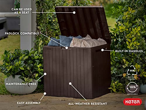 Keter City Brown Resin Deck Box Patio Furniture Pool Accessories and Outdoor Toy Storage