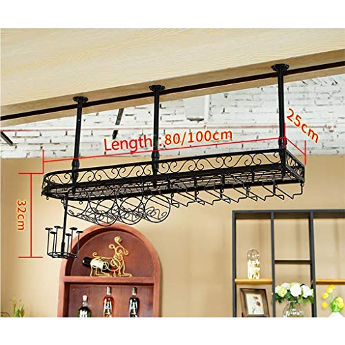 Stylish Simplicity Wine Rack Creative Display Stand Ceiling Wine Rack Household Goblet Rack Vintage Wrought Iron Wine Rack - Restaurant Kitchen B