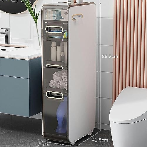 OPSREY Bathroom Floor Cabinet, Free Standing Plastic Storage Organizer, White