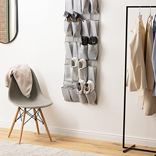 Navaris Over Door Shoe Storage - Hanging Shoe Organiser For Cupboards And Wardrobes - Hanging Shoe Rack - Behind Door Space Saving Organizer - Li