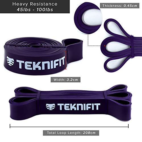 TEKNIFIT Set of 3 Pull Up Resistance Bands - Full Body Workout and Home Fitness Solution - Red, Black & Purple Power Bands