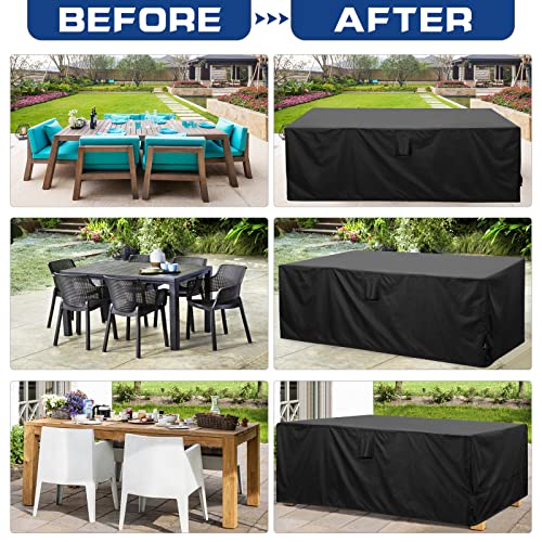 Garden Furniture Cover, 600D Heavy Duty Oxford Fabric Patio Furniture Covers Waterproof, Windproof, Tear Resistant, Anti-UV Outdoor Garden Table