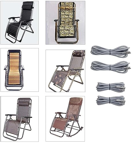 dinghaole Cord Kit for Universal Zero Gravity Chair - Repair Tool Set for Recliners & Garden Chairs - 4 PCS Replacement Elastic Cords - Easy Fix