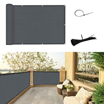 SUNNY GUARD Balcony Privacy Screen Cover Garden Privacy Screen HDPE Weatherproof UV Protection Windscreen with Cable Ties,90x300cm Anthracite