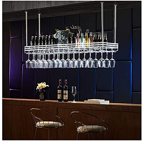 SUCHETA Hanging Wine Rack with Glass Holder and Shelf, Goblet Wine Glass Rack, Upside Down Home Decoration Hanging European Creative bar Shelf, W