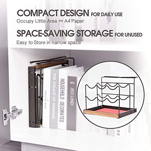 KINGRACK Wine Rack 6 Bottles, Countertop Wine Bottles Holder Racks, Metal Copper Wine Glass Holder, Wine Storage Organizer Free Standing, 2 Tier