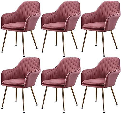 Modern Kitchen Dining Room Chairs Dining Chairs Set Of 6,Velvet Upholstered Kitchen Armchair with Sturdy Metal Legs Kitchen Living Room Lounge Co