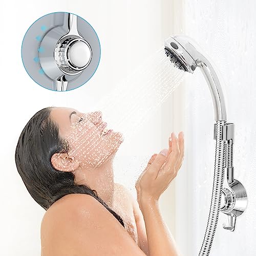 HOTUT Adjustable Shower Head Holder, 360° Rotation Adjustable Shower Bracket, Strong Paste & Removable Suction Cup Shower Head Holder, Shower Hol