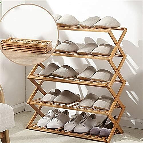 KRHINO Shoe Rack Free Installation Folding Multi-layer Shoe Rack Simple Household Economic Racks Dormitory Door Storage Rack Bamboo
