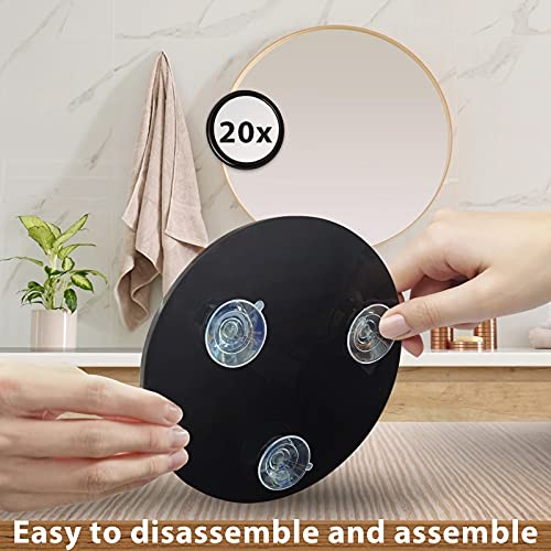 MIYADIVA Magnifying Mirror with Suction Cups - 20X Magnification for Precise Makeup Application and Eyebrow Tweezing, Portable and Compact Travel