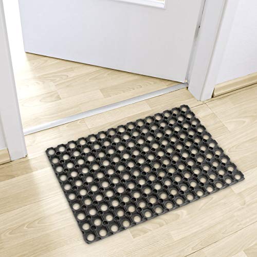 Relaxdays Rubber Doormat 60 x 40 cm Water-Proof No-Slip Welcome Mat Cuttable, Black