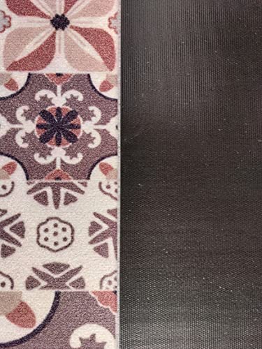 oKu-Tex Doormat | Dirt Trapper Mat, Kitchen Runner | Mosaic Pattern Tiles Checked | Washable | Door Mat for Indoor Use | Non-Slip | Grey/Beige |