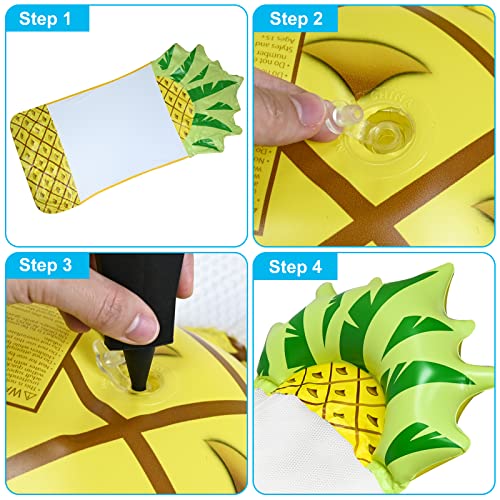 FORMIZON 2 Pcs Pool Float Hammock, 4-in-1 Multi-Purpose Inflatable Hammock with 2 Pcs Floating Cup Holder, Swimming Pool Watermelon Pineapple Por