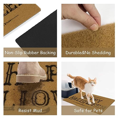 OJIA Happy Halloween Door Mat 30" x 17", Non-Slip Front Door Mat Outdoor Entrance, Non-Shedding Fall Door Mat Funny Outdoor Indoor Door Mats Porc
