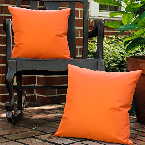 Lewondr Waterproof Outdoor Throw Pillow Cover, 2 Pack Solid PU Coating Throw Pillow Case UV Protection Garden Cushion Cover for Patio Sofa Couch