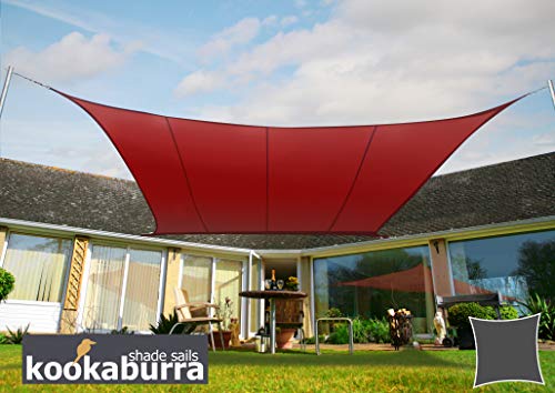 Kookaburra Waterproof Garden Sun Shade Sail Canopy in Wine 98% UV Block (3m Square)