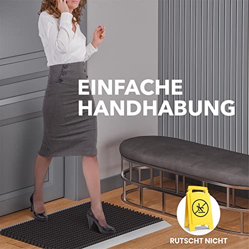 WEST & EAST Outdoor Aluminium Doormat with Brushes Black, Dirt-trapping Mat 80 x 50 cm, Outdoor Doormat, Outdoor Aluminium Doormat, House Entranc