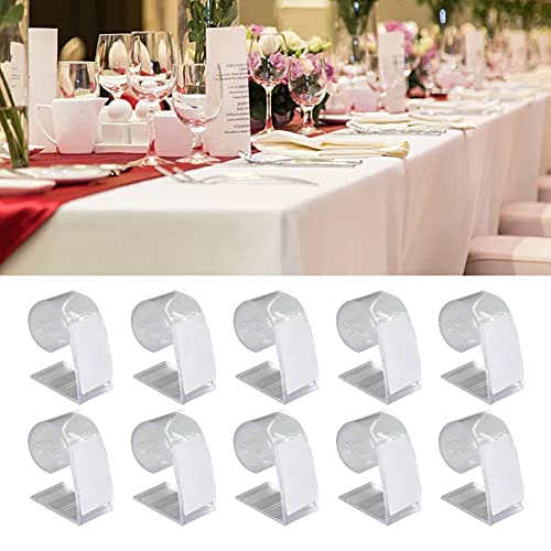 Faderr Tablecloth Clips, Table Skirt Clip, Table Skirt Clip with Ve-lcro, Clear Table Cover Cloth Clamps Holder with Hook and Loop for Wedding Ba