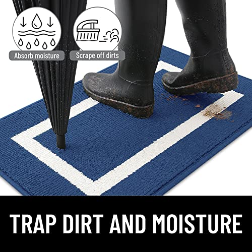 OLANLY Indoor Door Mat, 32x48, Non-Slip Absorbent Resist Dirt Entrance Rug, Machine Washable Low-Profile Inside Entry Door Rugs for Entryway, Nav
